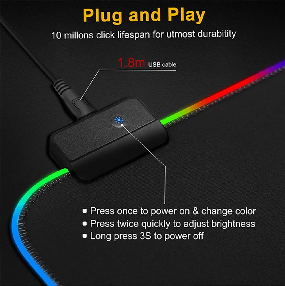 RGB Cartoon Gaming Desk Mat — Non-Slip Mouse Pad XL 🎮