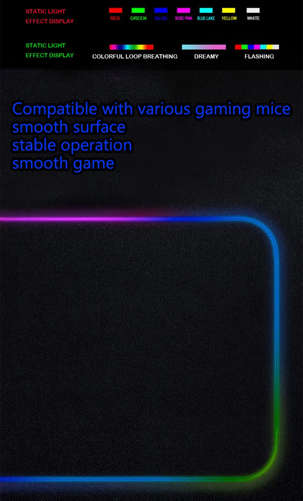 RGB Cartoon Gaming Desk Mat — Non-Slip Mouse Pad XL 🎮