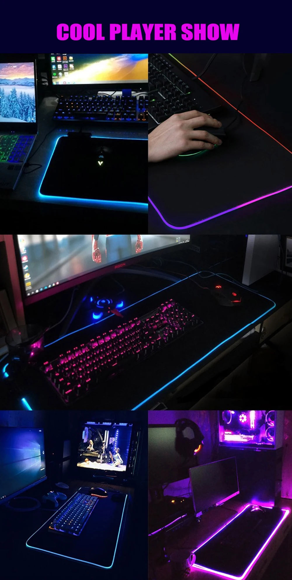 RGB Cartoon Gaming Desk Mat — Non-Slip Mouse Pad XL 🎮
