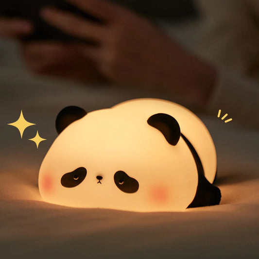 Cute Panda LED Night Light — Rechargeable Silicone Bedside Lamp 🐼✨