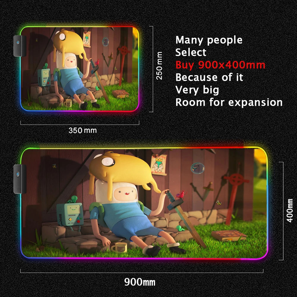 RGB Cartoon Gaming Desk Mat — Non-Slip Mouse Pad XL 🎮